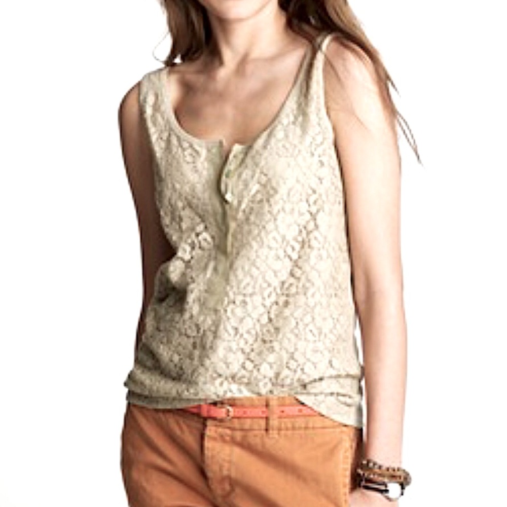 J. CREW Lace Over Gray Tank Top